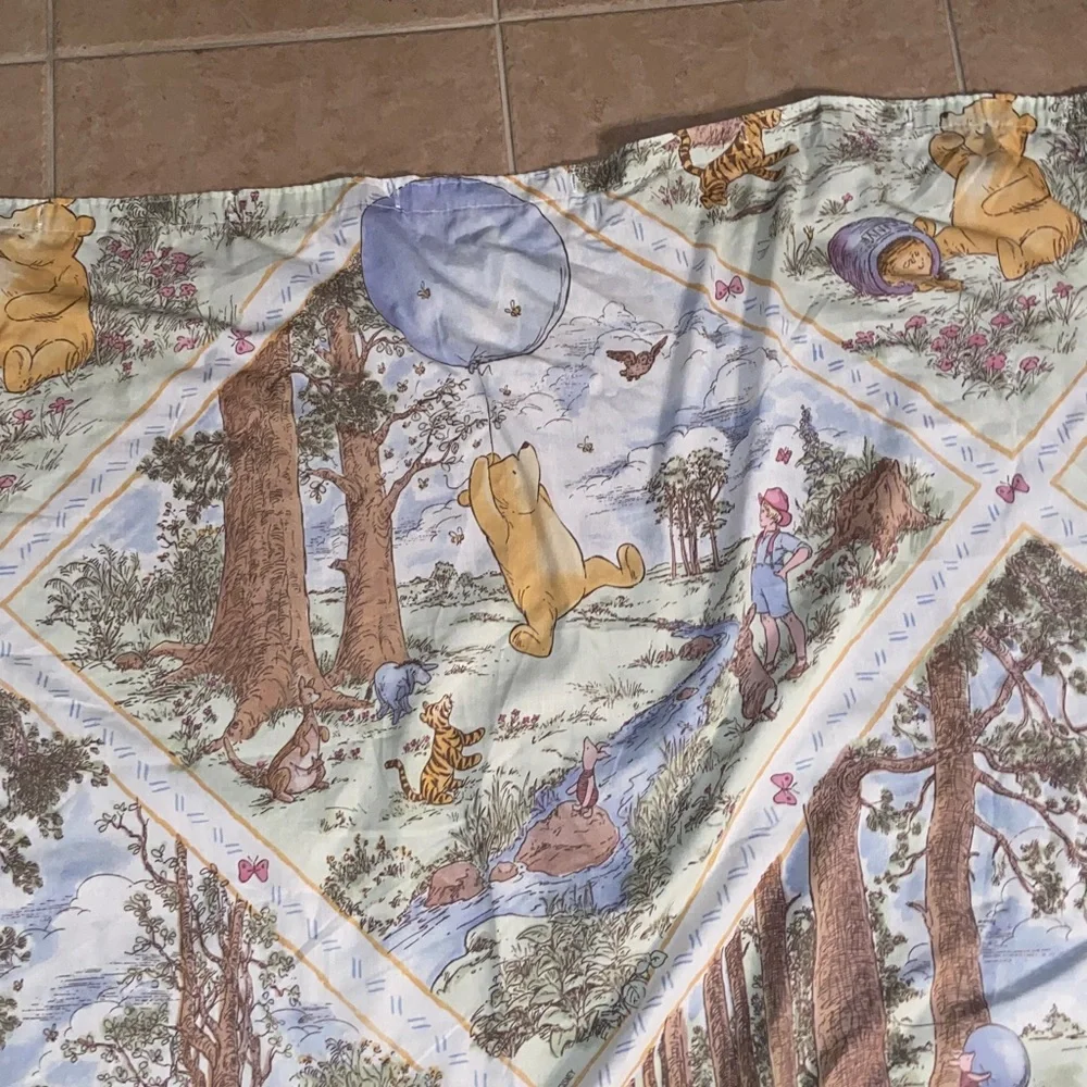 RARE Vintage Winnie the Pooh Shower Curtain Piglet Roo Eeyore Christopher Robin